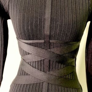 Black long sleeved bandage dress
